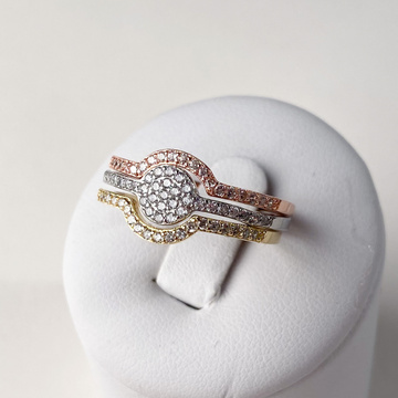 Stříbrný tříbarevný trojitý prsten 
